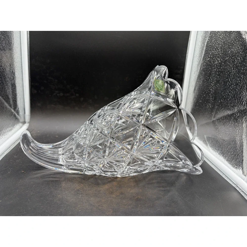 Shannon Crystal by Godinger Cornucopia Horn of Plenty 24% Lead Crystal Vase